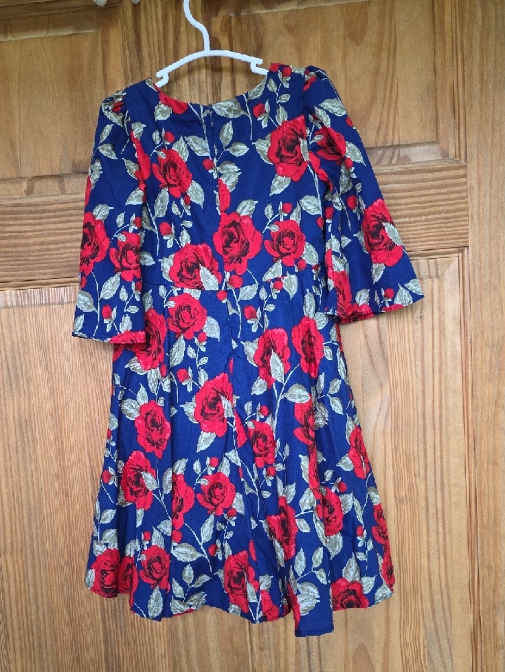 Bonny Billy 3t-4t Girls Classy Vintage Floral Red Rose Print Navy Background - Picture 3 of 9